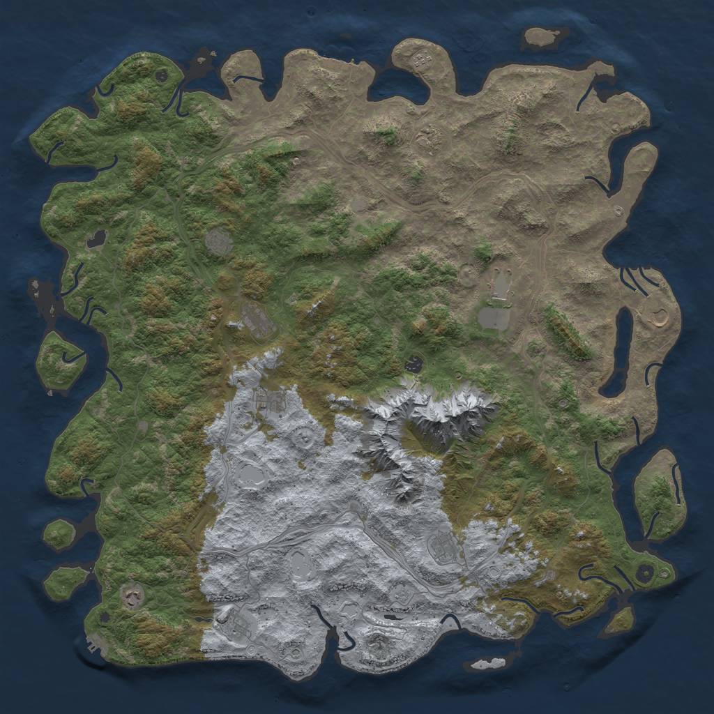 Rust Map: Procedural Map, Size: 6000, Seed: 6578, 18 Monuments