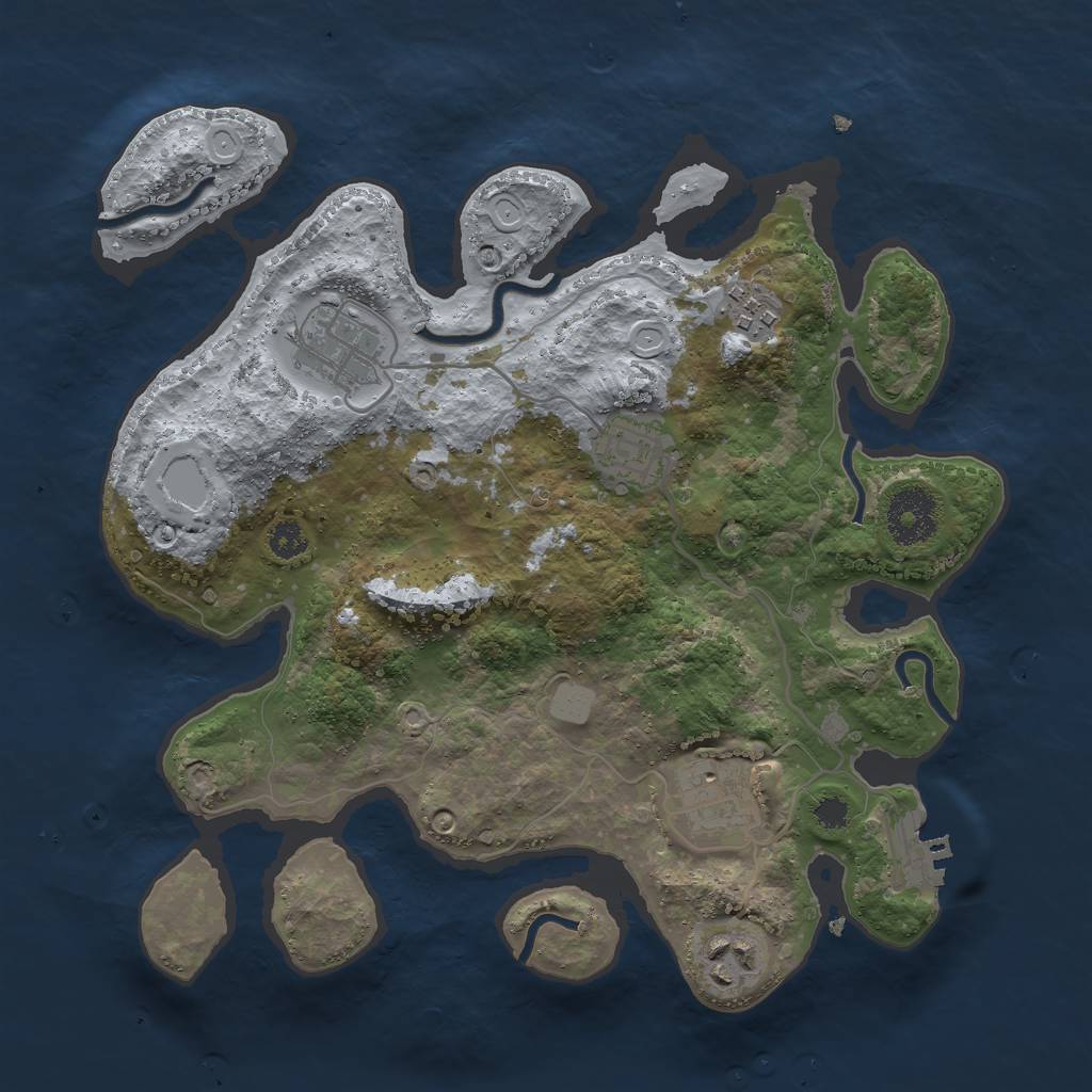 Rust Map: Procedural Map, Size: 3000, Seed: 865501265, 9 Monuments