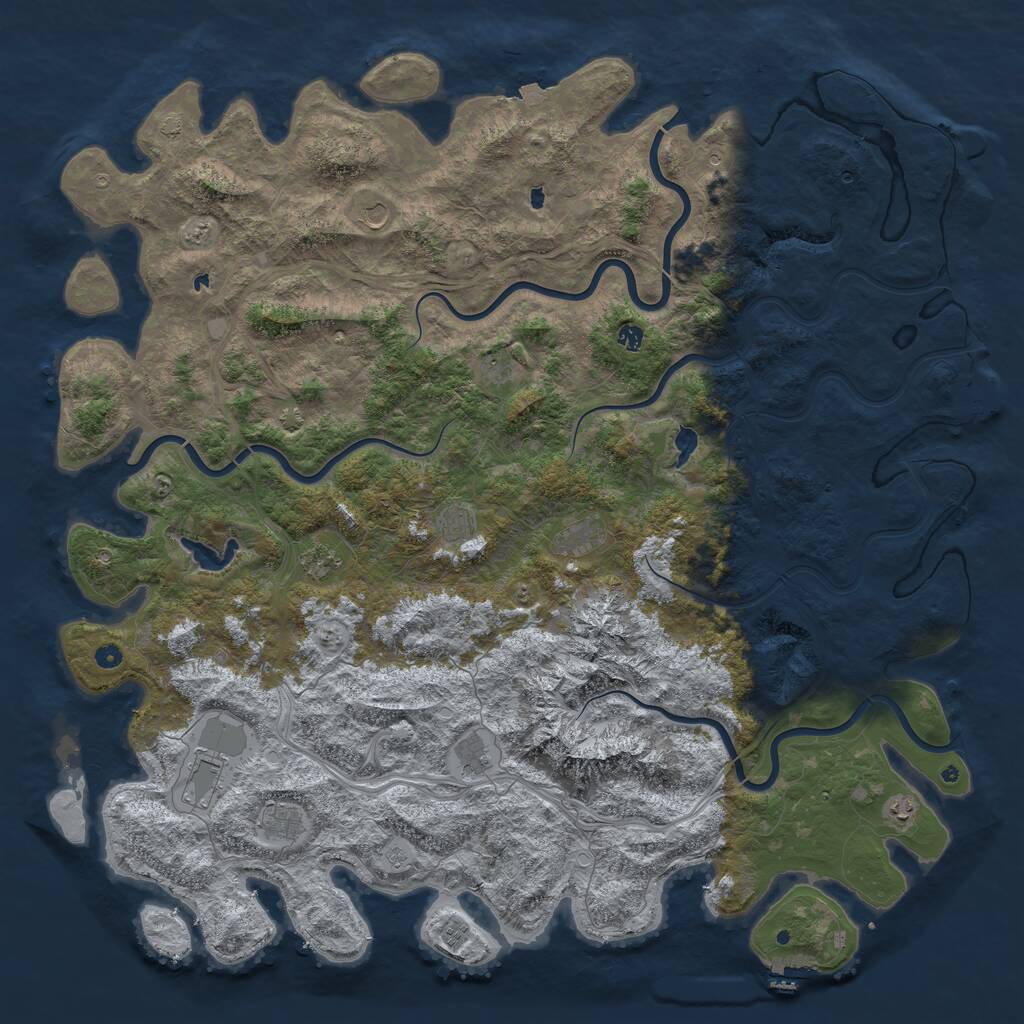 Rust Map: Procedural Map, Size: 6000, Seed: 277794777, 17 Monuments