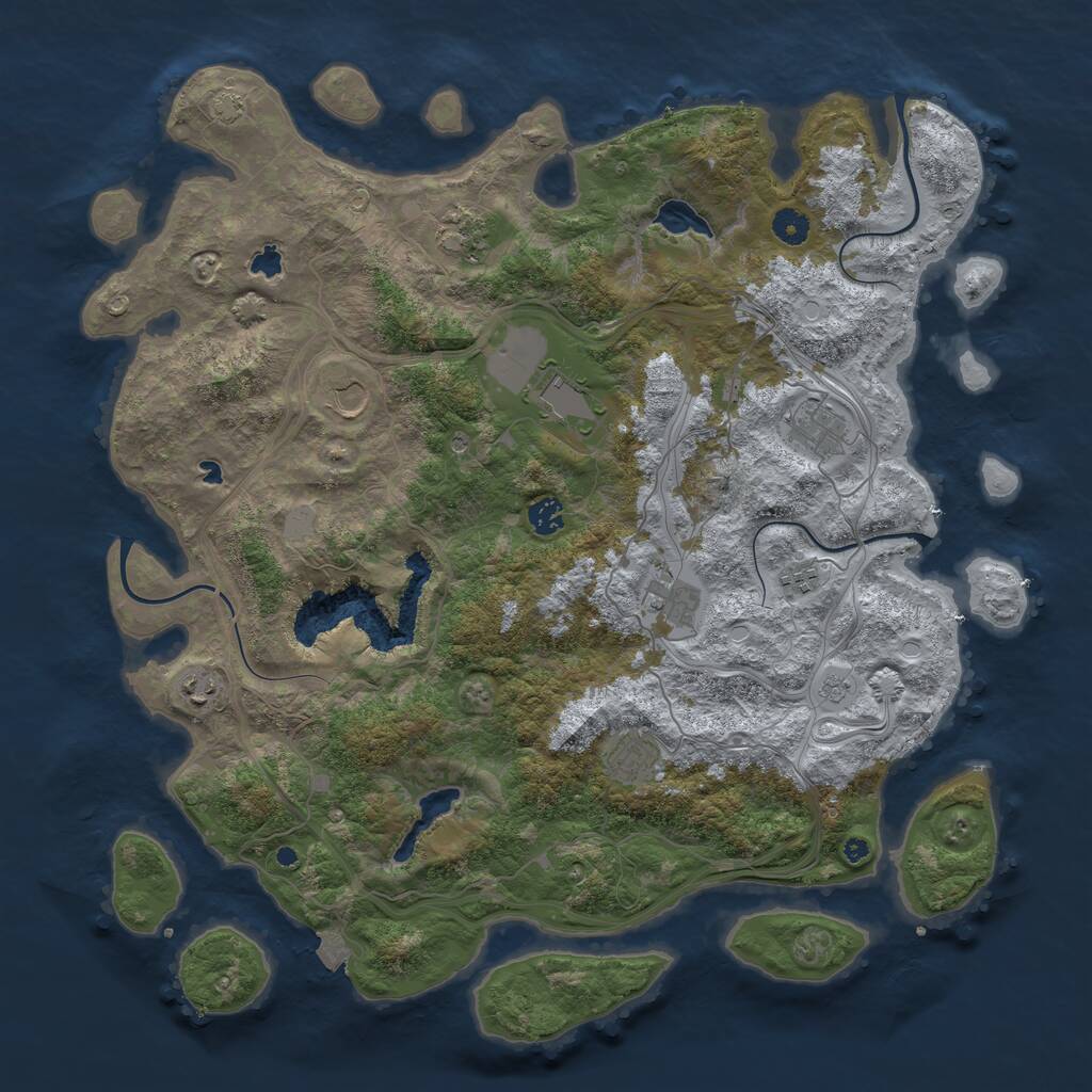 Rust Map: Procedural Map, Size: 4500, Seed: 446896363, 13 Monuments