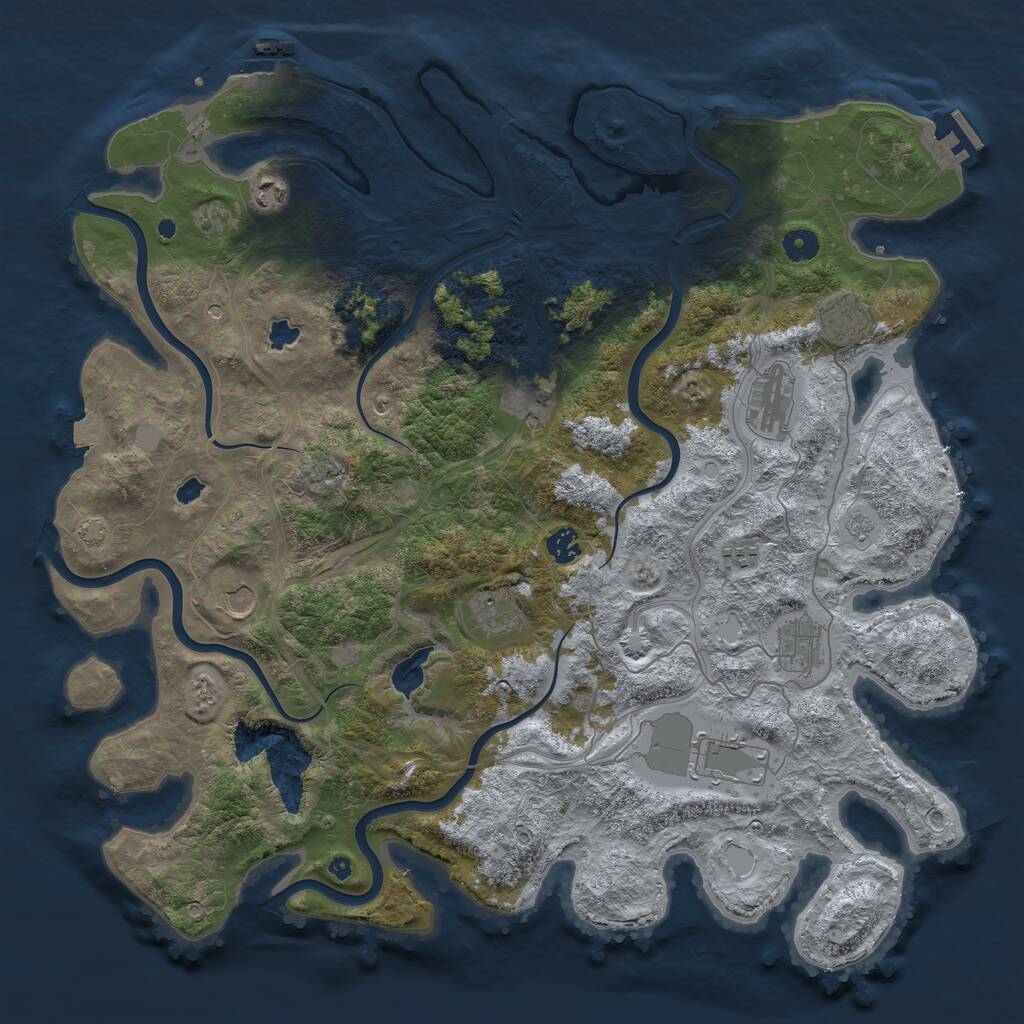 Rust Map: Procedural Map, Size: 4500, Seed: 1390488253, 16 Monuments