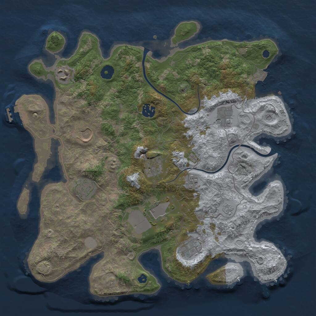 Rust Map: Procedural Map, Size: 3500, Seed: 177963949, 14 Monuments