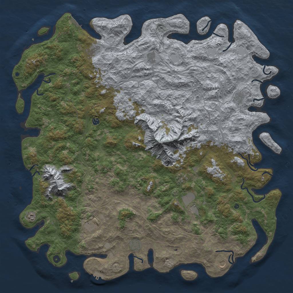 Rust Map: Procedural Map, Size: 6000, Seed: 2068856969, 18 Monuments