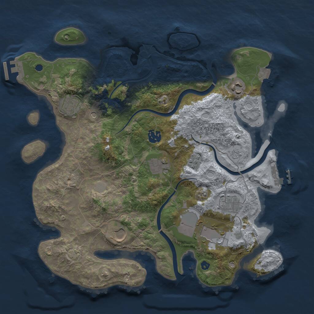 Rust Map: Procedural Map, Size: 3500, Seed: 884987, 14 Monuments
