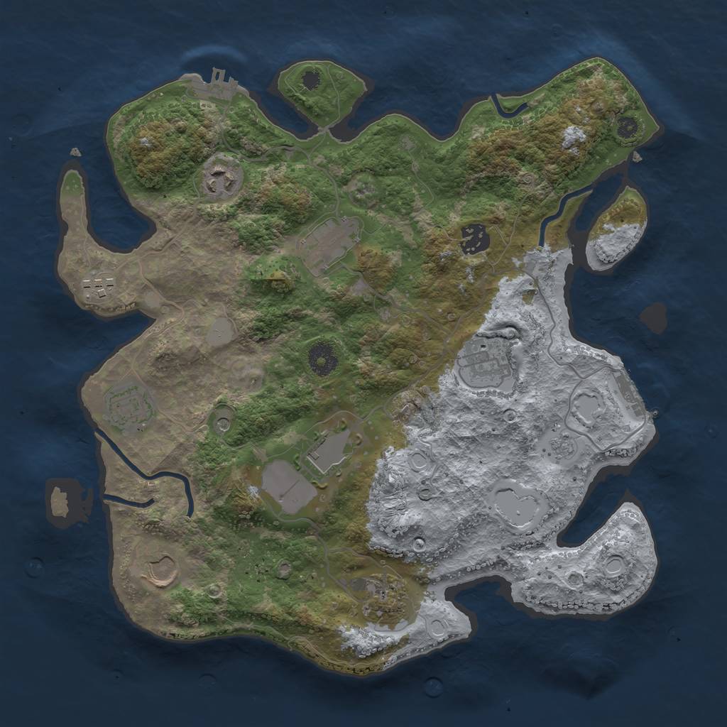 Rust Map: Procedural Map, Size: 3500, Seed: 1120886819, 16 Monuments