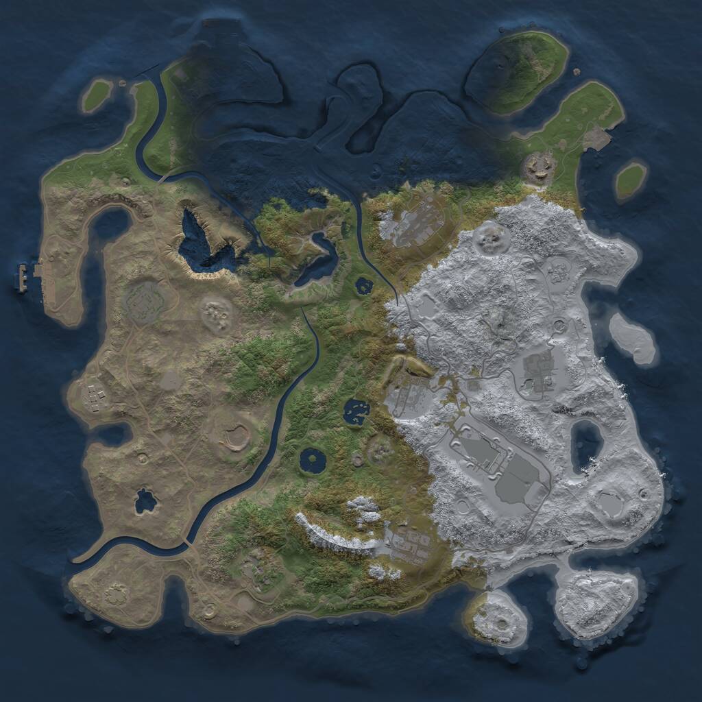 Rust Map: Procedural Map, Size: 4000, Seed: 1900078466, 17 Monuments