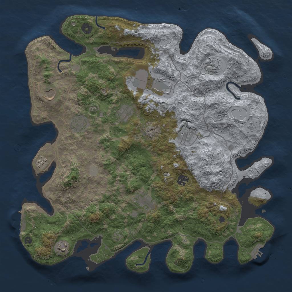 Rust Map: Procedural Map, Size: 4000, Seed: 41069046, 17 Monuments