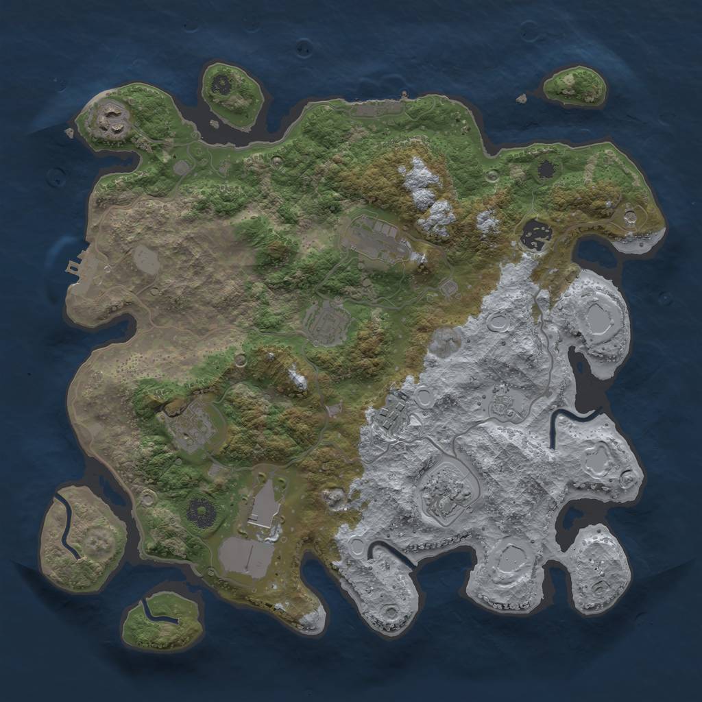 Rust Map: Procedural Map, Size: 3500, Seed: 12456, 15 Monuments