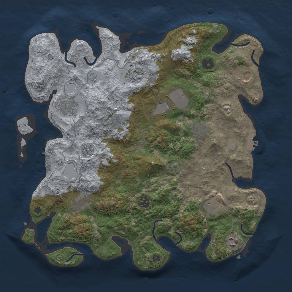 Rust Map: Procedural Map, Size: 3850, Seed: 60406472, 17 Monuments