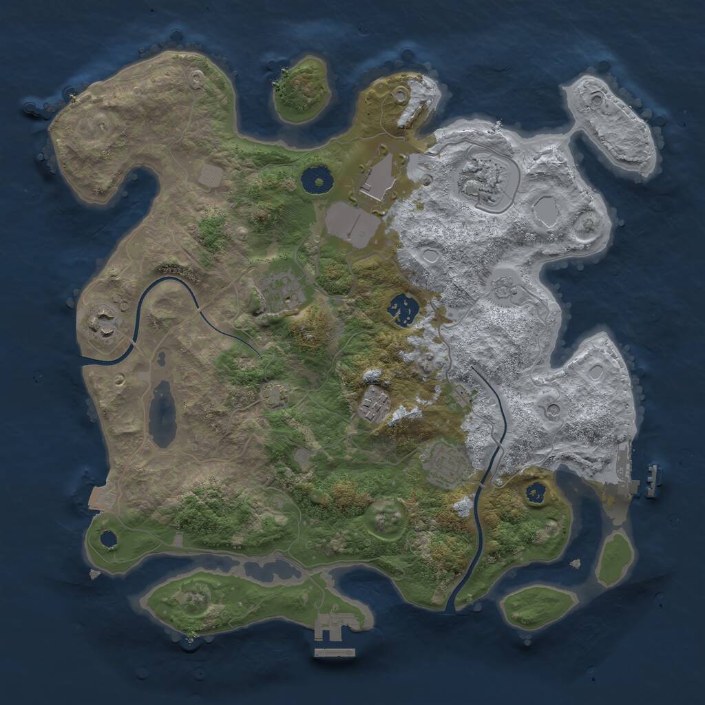 Rust Map: Procedural Map, Size: 3500, Seed: 58045792, 13 Monuments