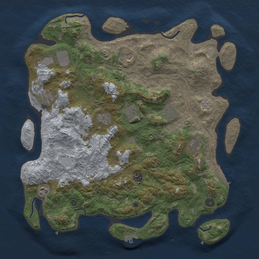 Rust Map: Procedural Map, Size: 4250, Seed: 928890161, 17 Monuments