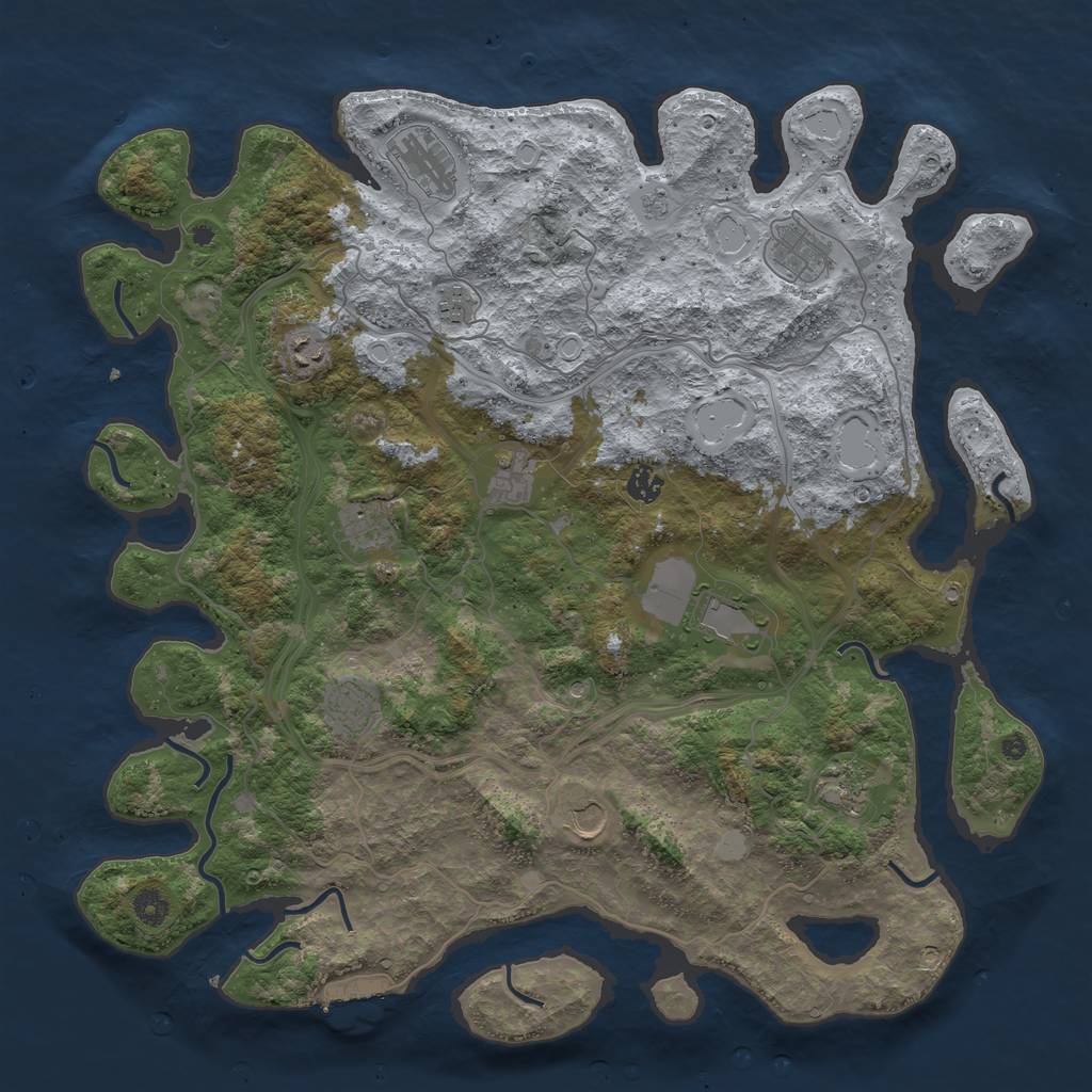 Rust Map: Procedural Map, Size: 4500, Seed: 1857766830, 17 Monuments