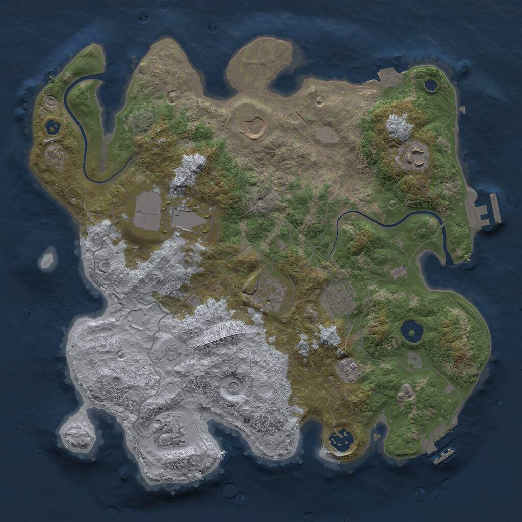 Rust Map: Procedural Map, Size: 3500, Seed: 931135360, 14 Monuments