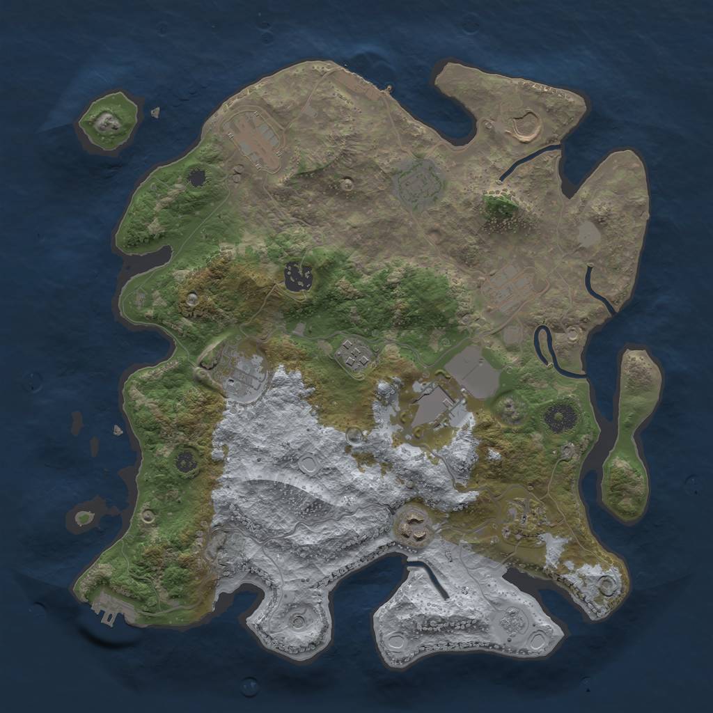 Rust Map: Procedural Map, Size: 3500, Seed: 1481557134, 17 Monuments