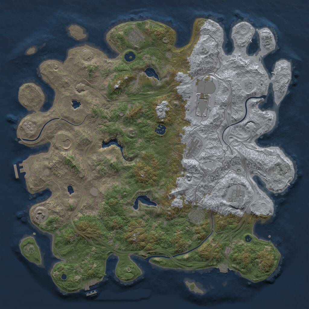 Rust Map: Procedural Map, Size: 4500, Seed: 672425730, 15 Monuments