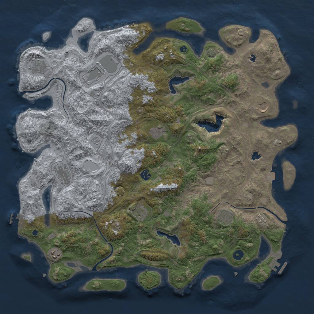 Rust Map: Procedural Map, Size: 4600, Seed: 80000, 16 Monuments