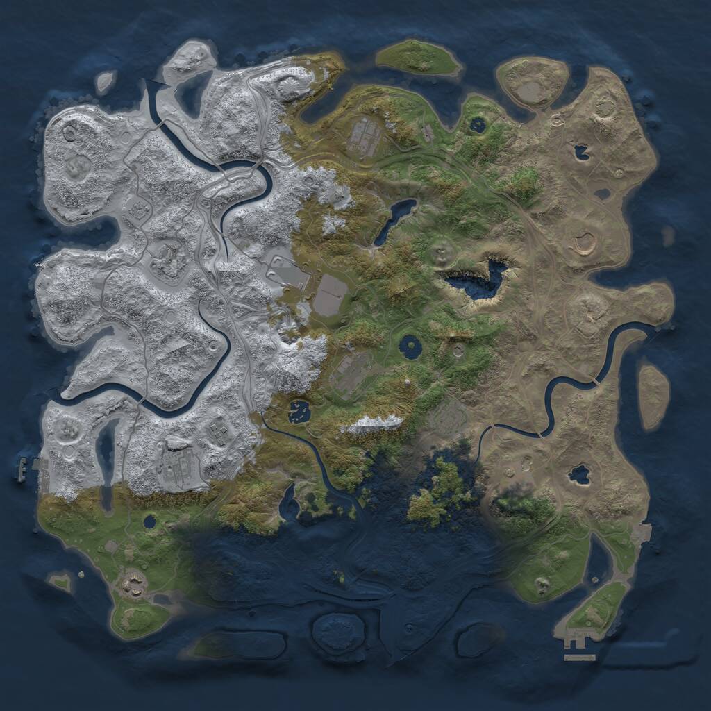 Rust Map: Procedural Map, Size: 4600, Seed: 80000, 17 Monuments