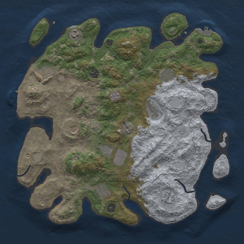 Rust Map: Procedural Map, Size: 4000, Seed: 1108854488, 17 Monuments