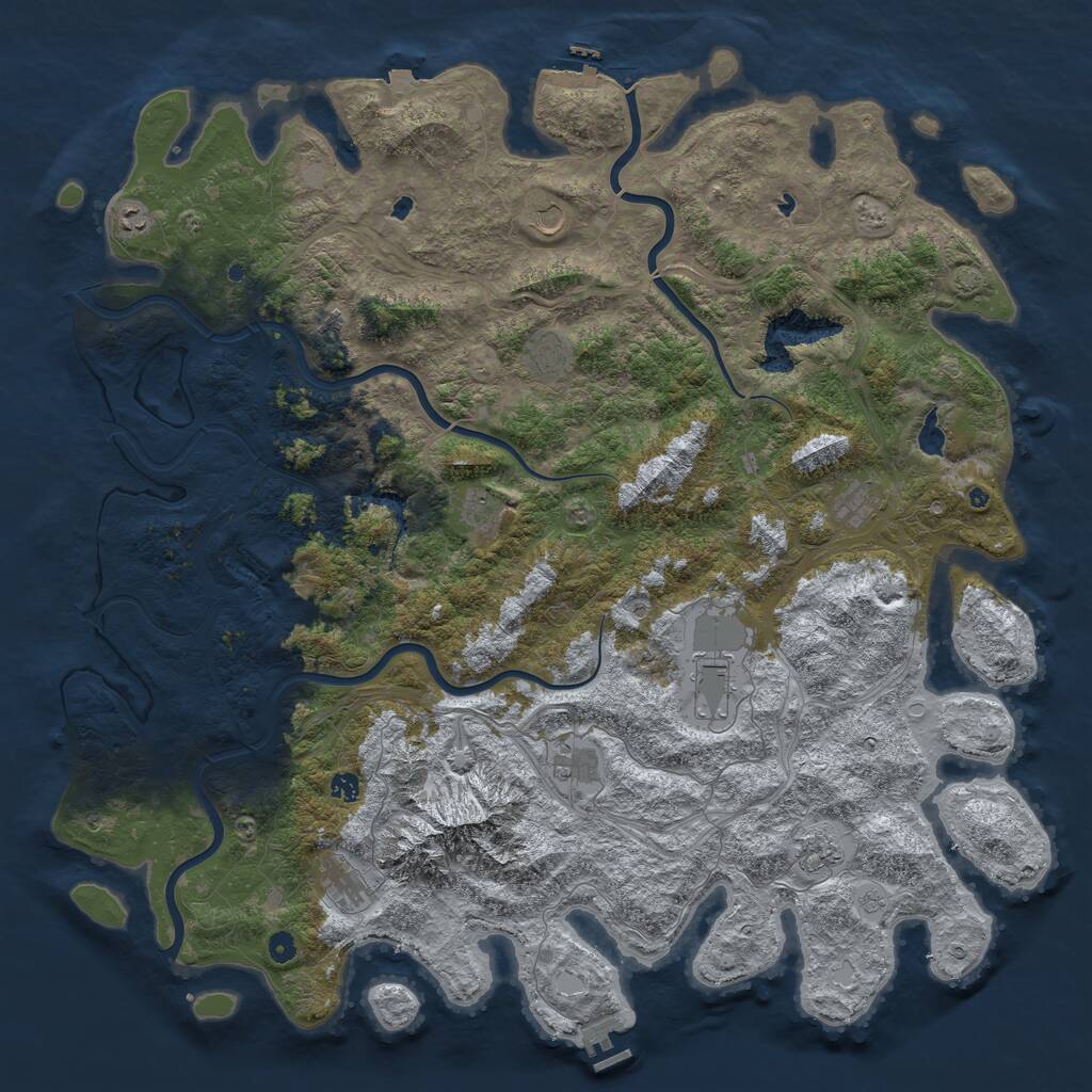 Rust Map: Procedural Map, Size: 5500, Seed: 34664423, 17 Monuments