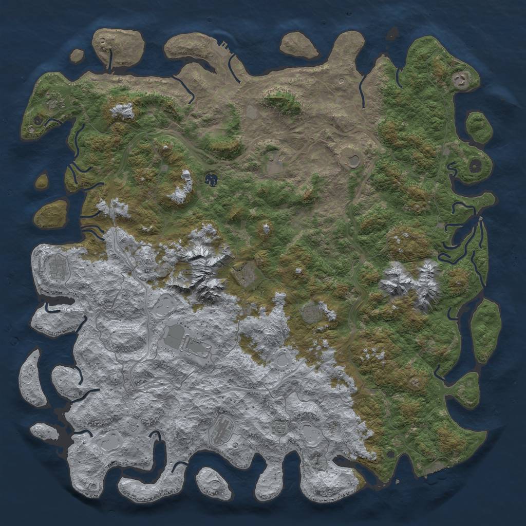 Rust Map: Procedural Map, Size: 6000, Seed: 5171985, 18 Monuments