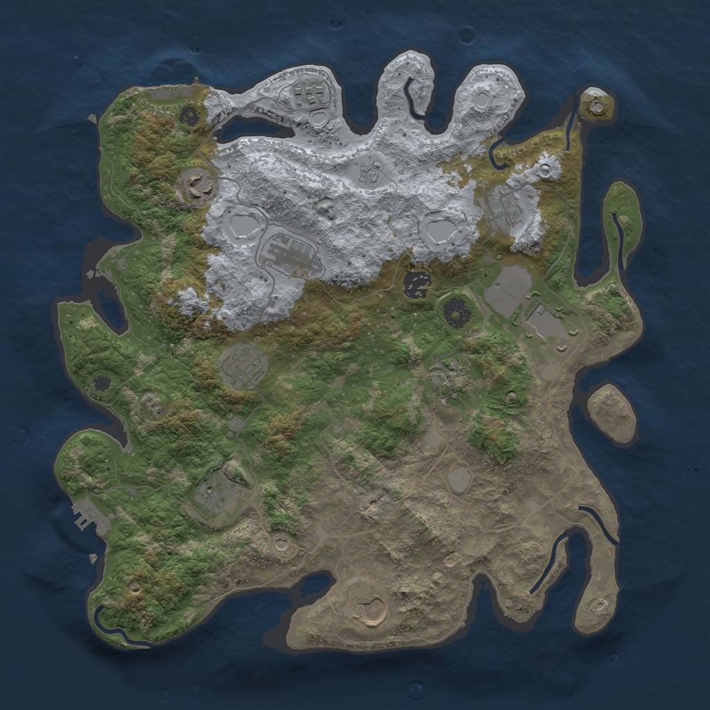 Rust Map: Procedural Map, Size: 3700, Seed: 449120, 17 Monuments