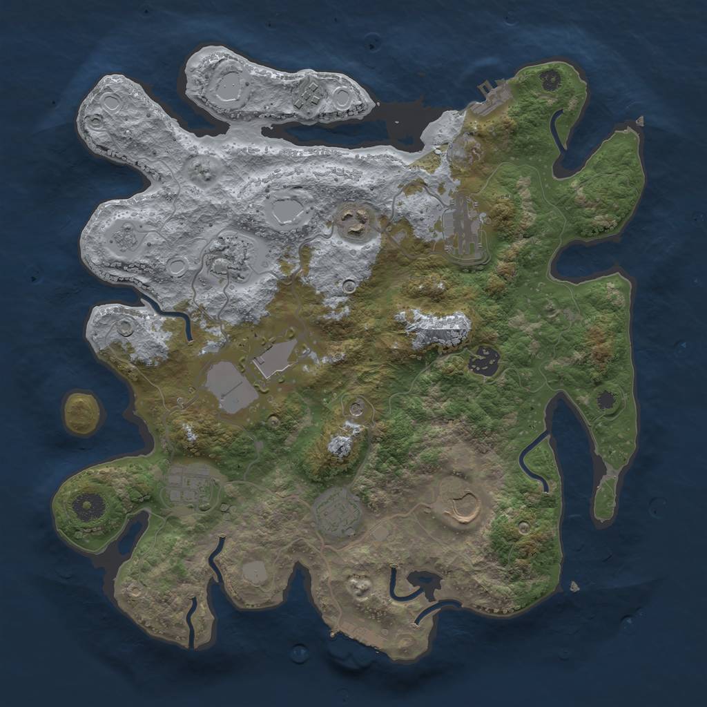 Rust Map: Procedural Map, Size: 3500, Seed: 621, 16 Monuments