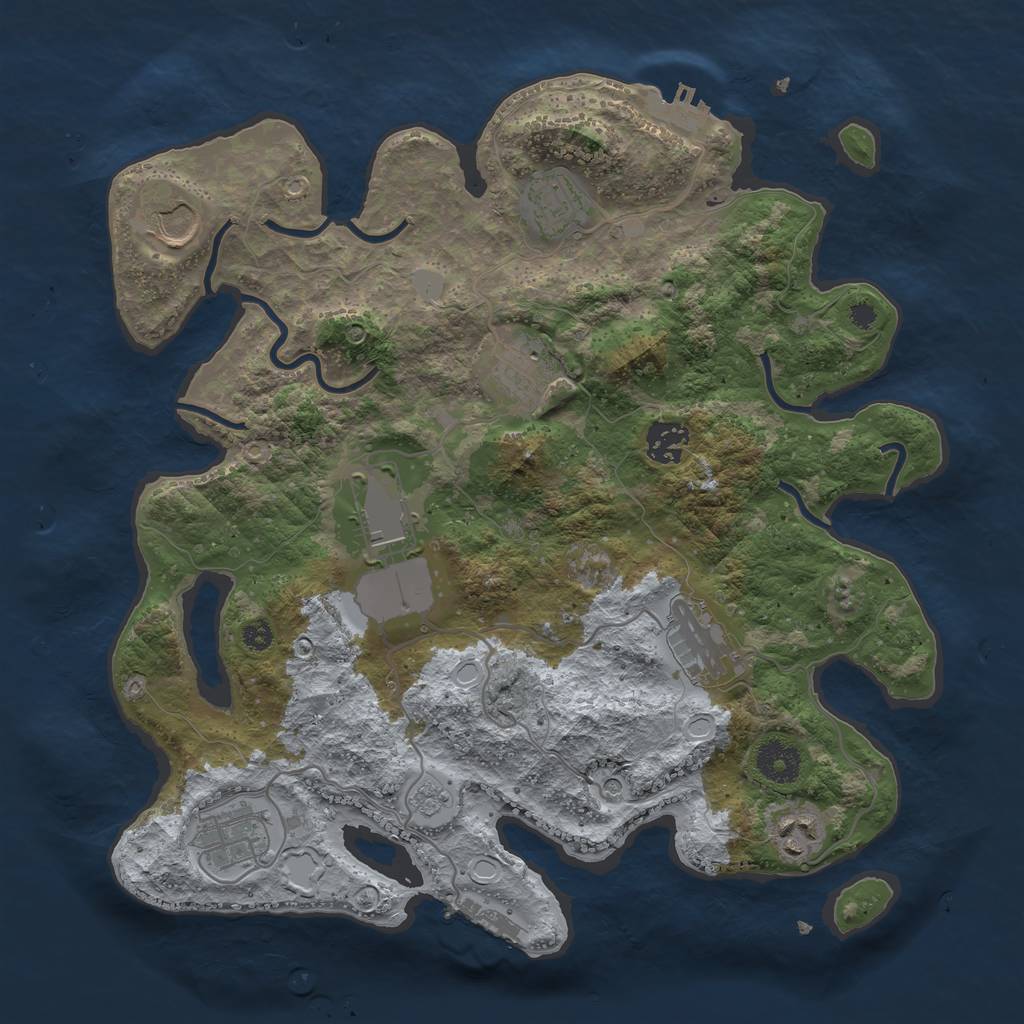 Rust Map: Procedural Map, Size: 3500, Seed: 5874676, 15 Monuments