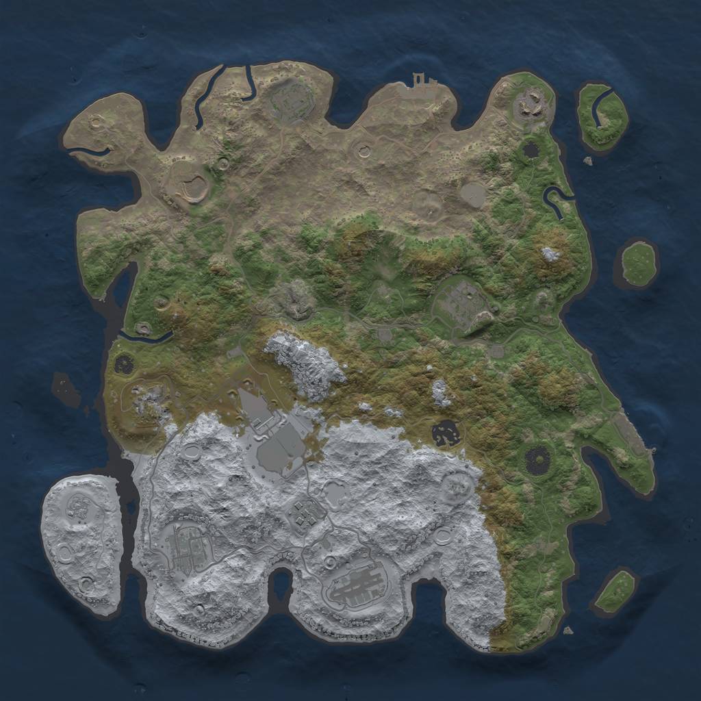 Rust Map: Procedural Map, Size: 3800, Seed: 37, 17 Monuments