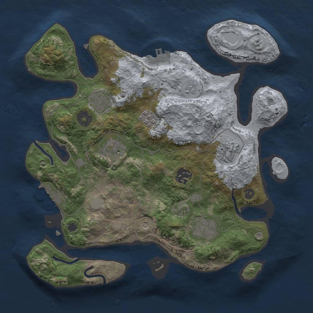 Rust Map: Procedural Map, Size: 3000, Seed: 443345328, 13 Monuments