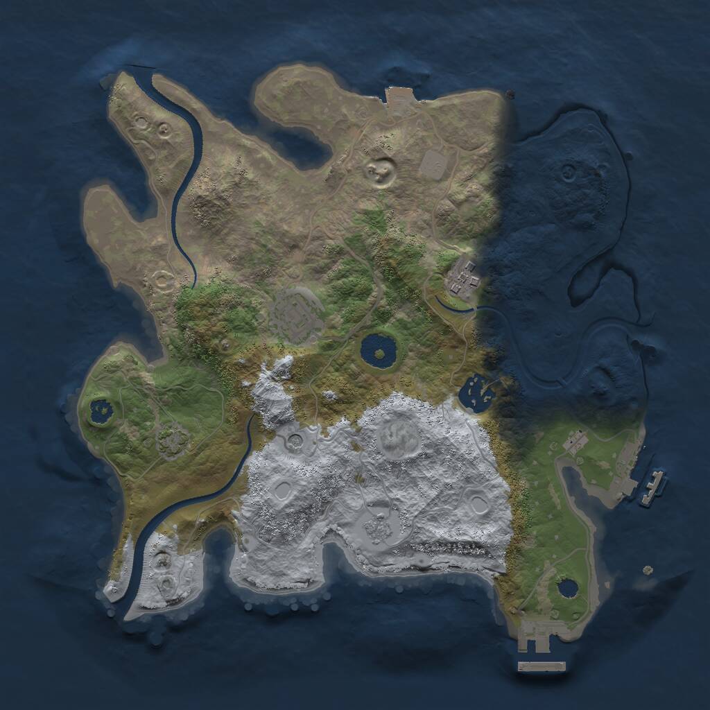 Rust Map: Procedural Map, Size: 3000, Seed: 5174860, 9 Monuments