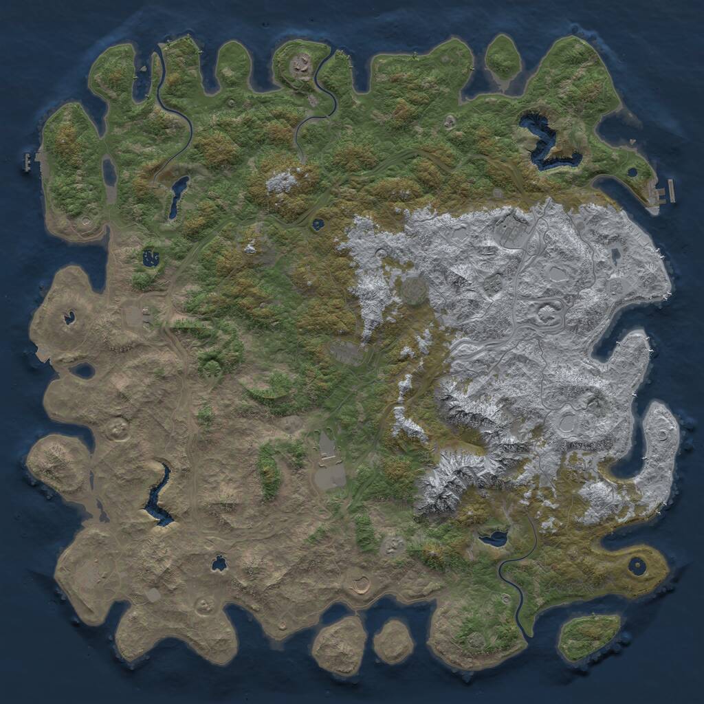 Rust Map: Procedural Map, Size: 6000, Seed: 6666444, 17 Monuments