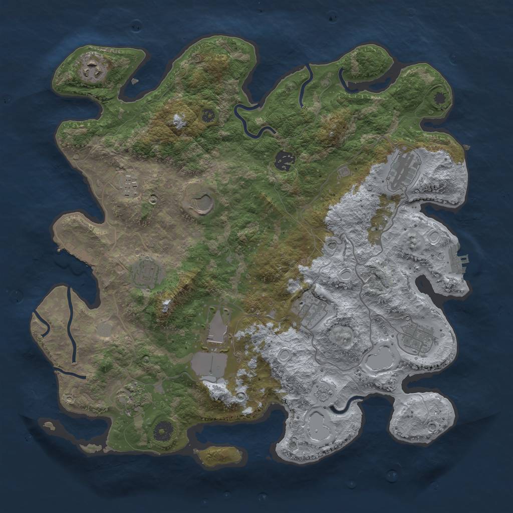 Rust Map: Procedural Map, Size: 3800, Seed: 708604, 17 Monuments