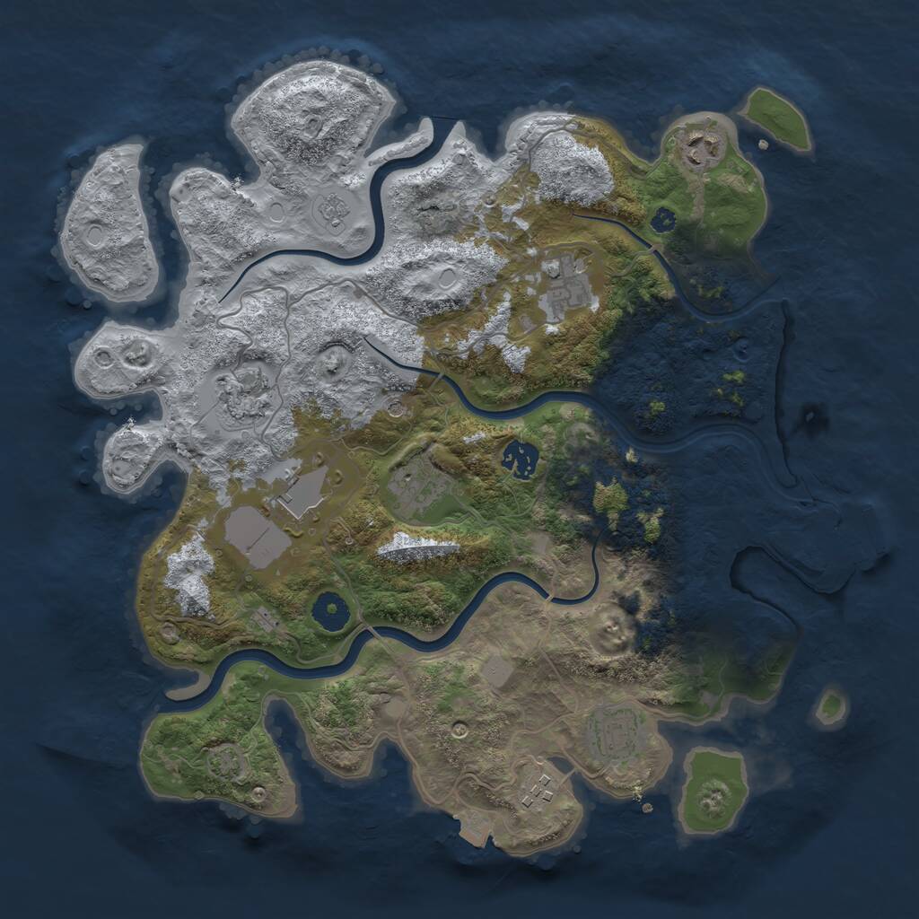 Rust Map: Procedural Map, Size: 3700, Seed: 332263, 13 Monuments