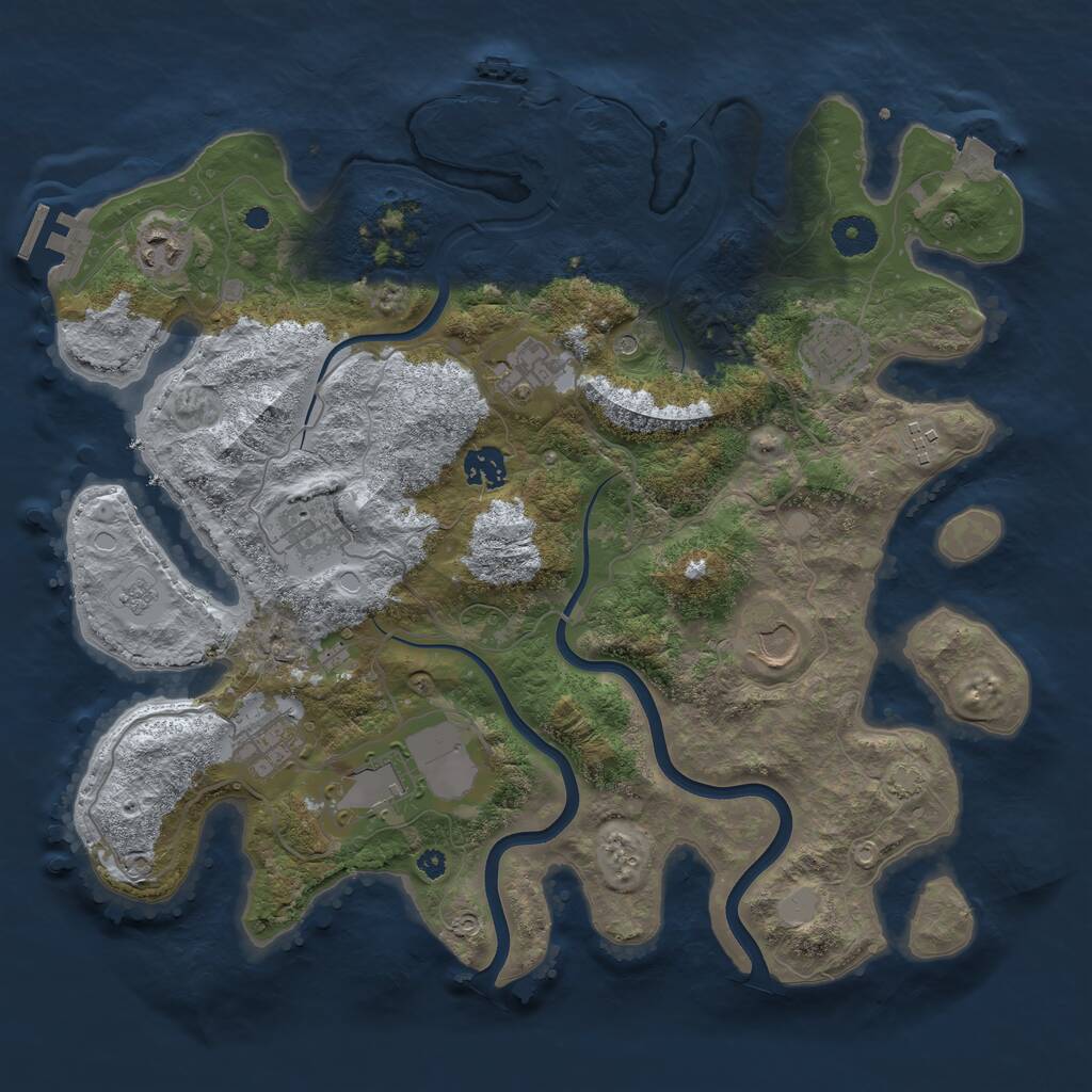 Rust Map: Procedural Map, Size: 3800, Seed: 186156512, 15 Monuments