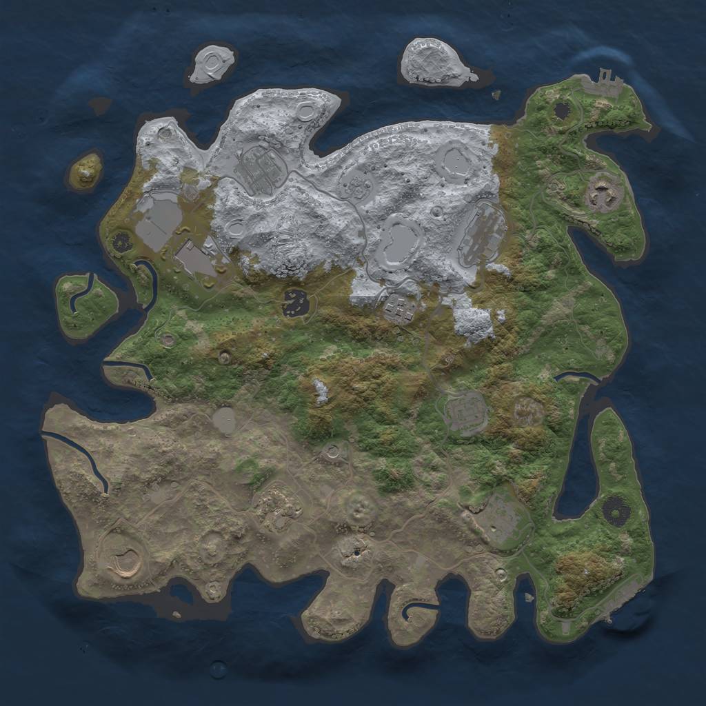 Rust Map: Procedural Map, Size: 3700, Seed: 612216, 17 Monuments
