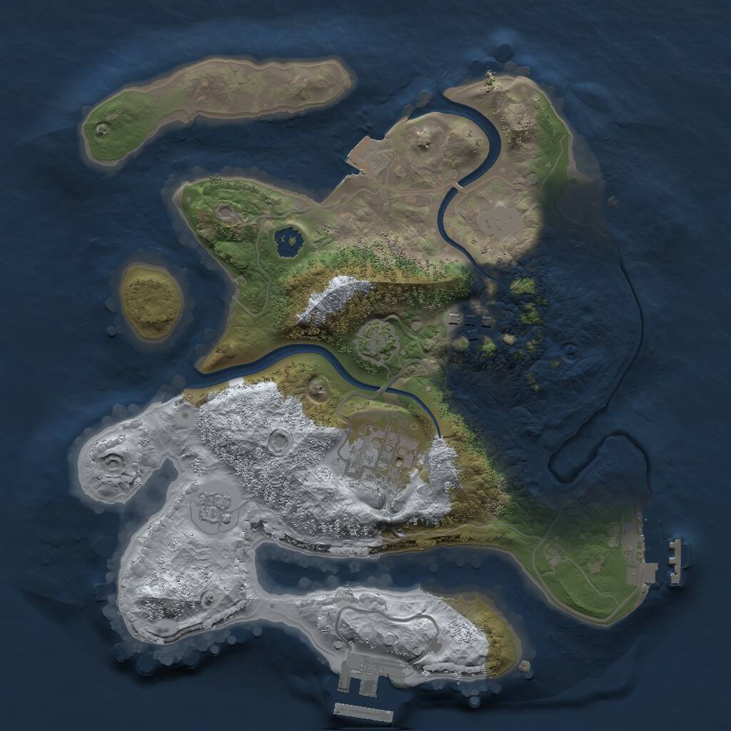 Rust Map: Procedural Map, Size: 2500, Seed: 14324, 7 Monuments