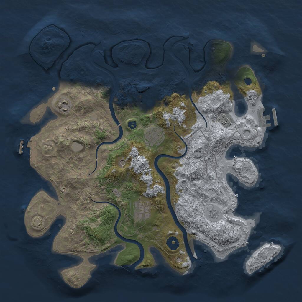 Rust Map: Procedural Map, Size: 3500, Seed: 1414387579, 11 Monuments