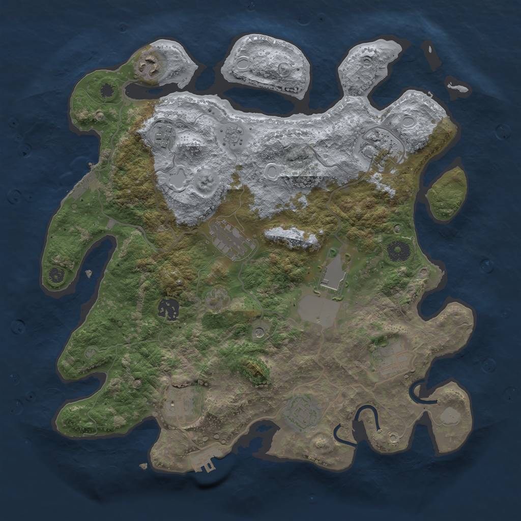 Rust Map: Procedural Map, Size: 3500, Seed: 693768, 16 Monuments