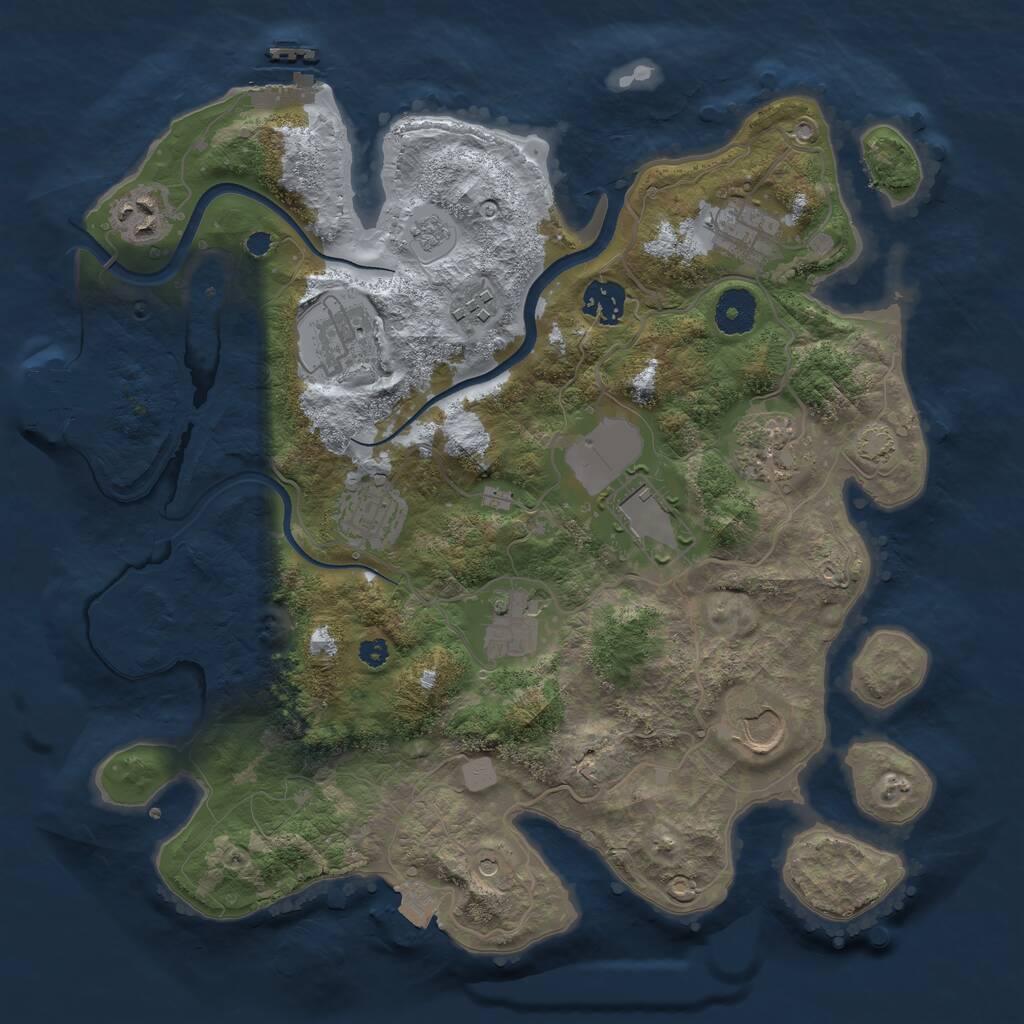 Rust Map: Procedural Map, Size: 3500, Seed: 48547945, 16 Monuments