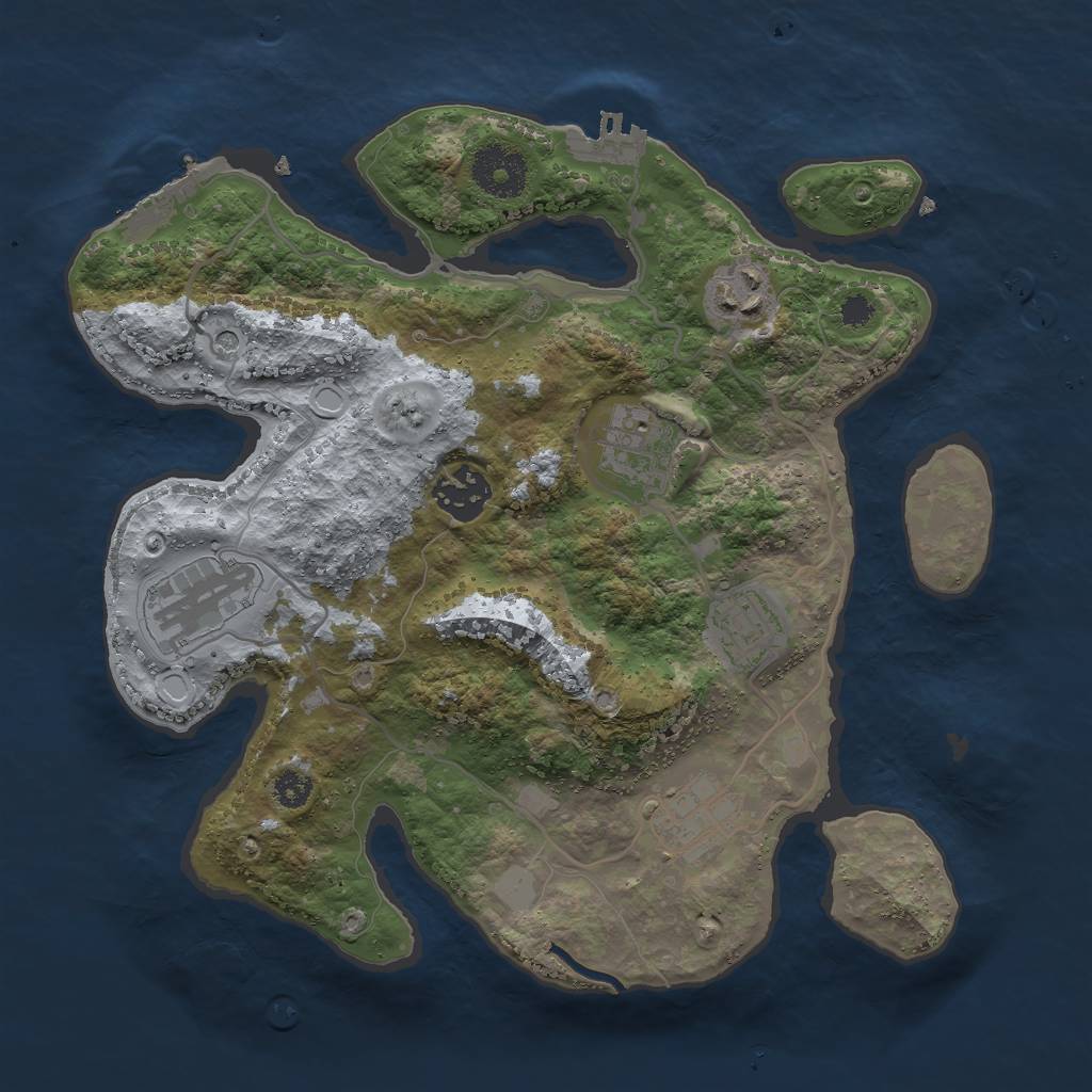 Rust Map: Procedural Map, Size: 3000, Seed: 1188625503, 12 Monuments