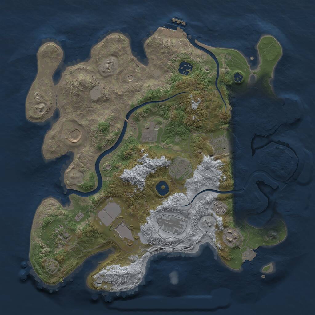 Rust Map: Procedural Map, Size: 3500, Seed: 3749669, 15 Monuments