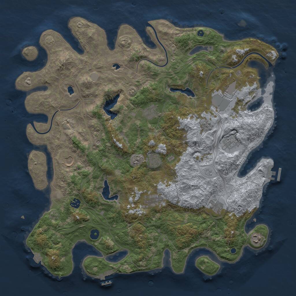 Rust Map: Procedural Map, Size: 4500, Seed: 1426875607, 16 Monuments