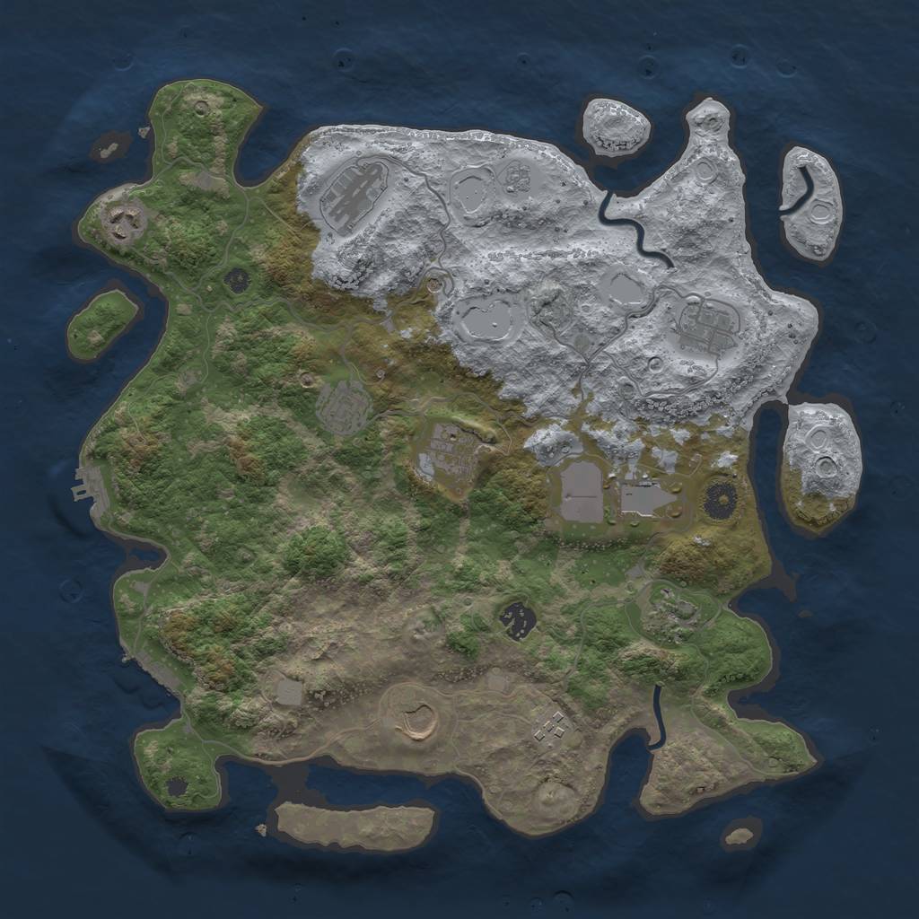 Rust Map: Procedural Map, Size: 3900, Seed: 28, 17 Monuments