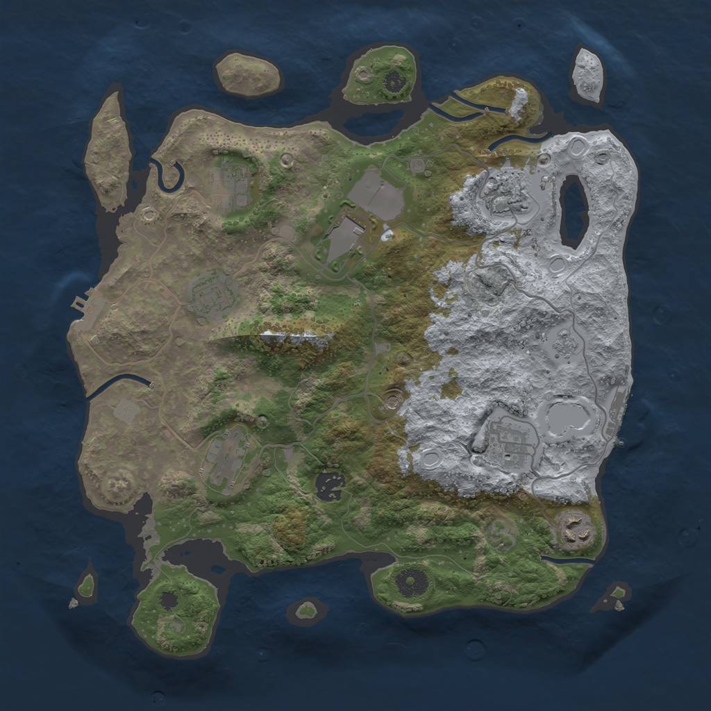 Rust Map: Procedural Map, Size: 3500, Seed: 1011211475, 15 Monuments