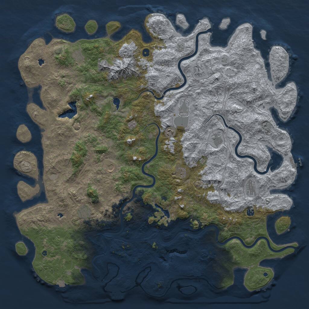 Rust Map: Procedural Map, Size: 6000, Seed: 124789853, 17 Monuments