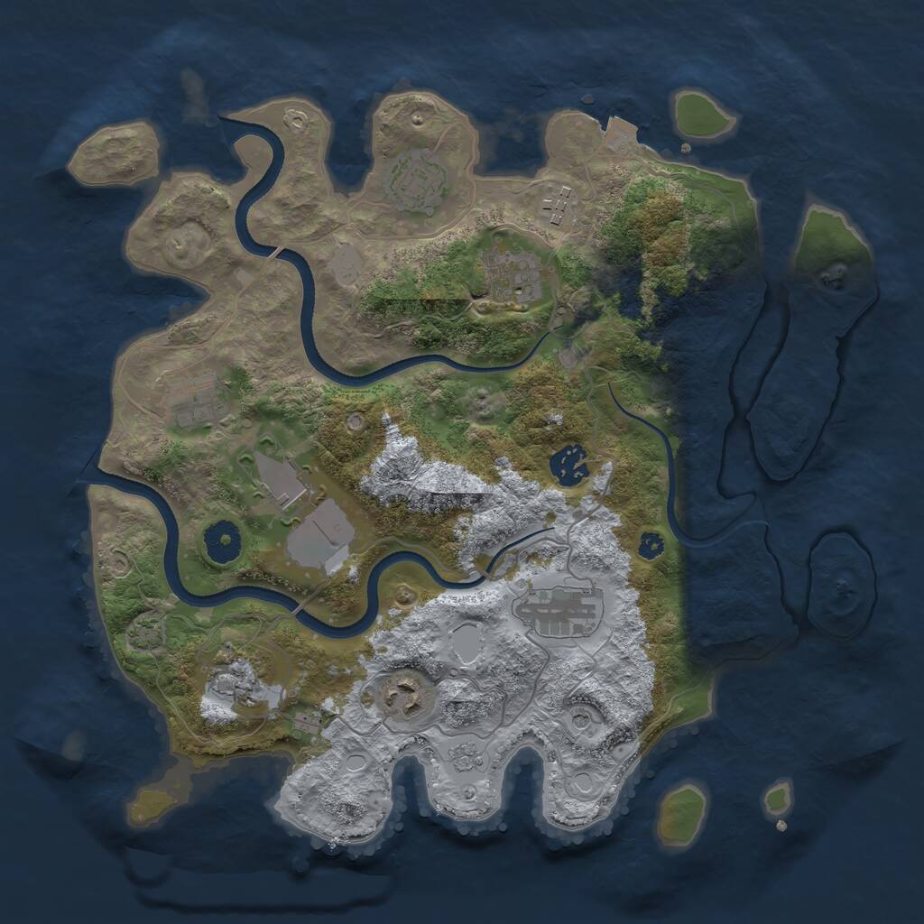 Rust Map: Procedural Map, Size: 3500, Seed: 7019603, 13 Monuments