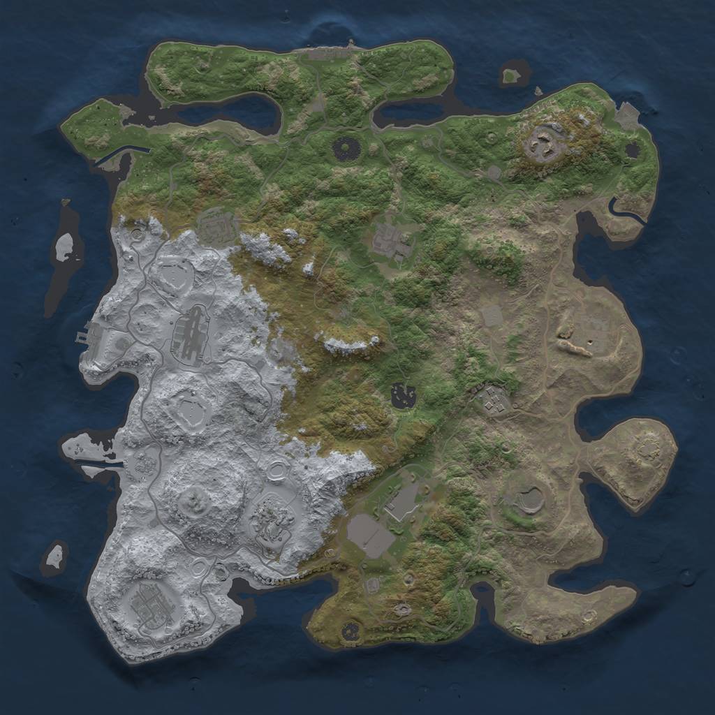 Rust Map: Procedural Map, Size: 4000, Seed: 54942514, 19 Monuments