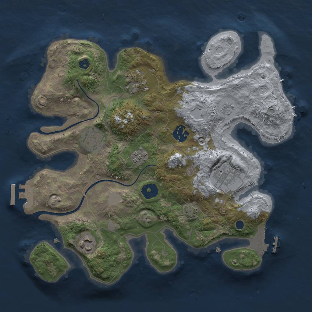 Rust Map: Procedural Map, Size: 3000, Seed: 46254, 11 Monuments