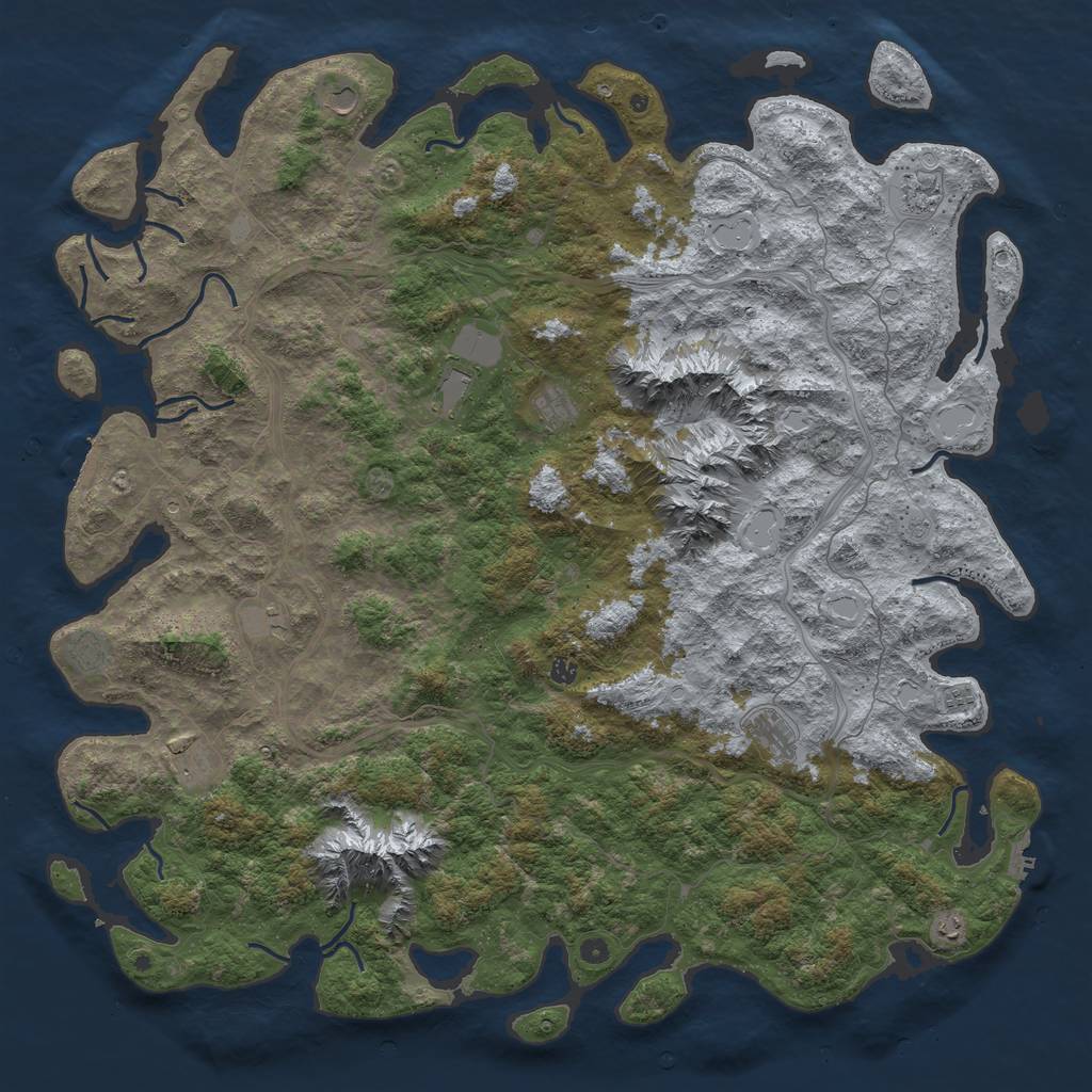 Rust Map: Procedural Map, Size: 6000, Seed: 666644, 18 Monuments