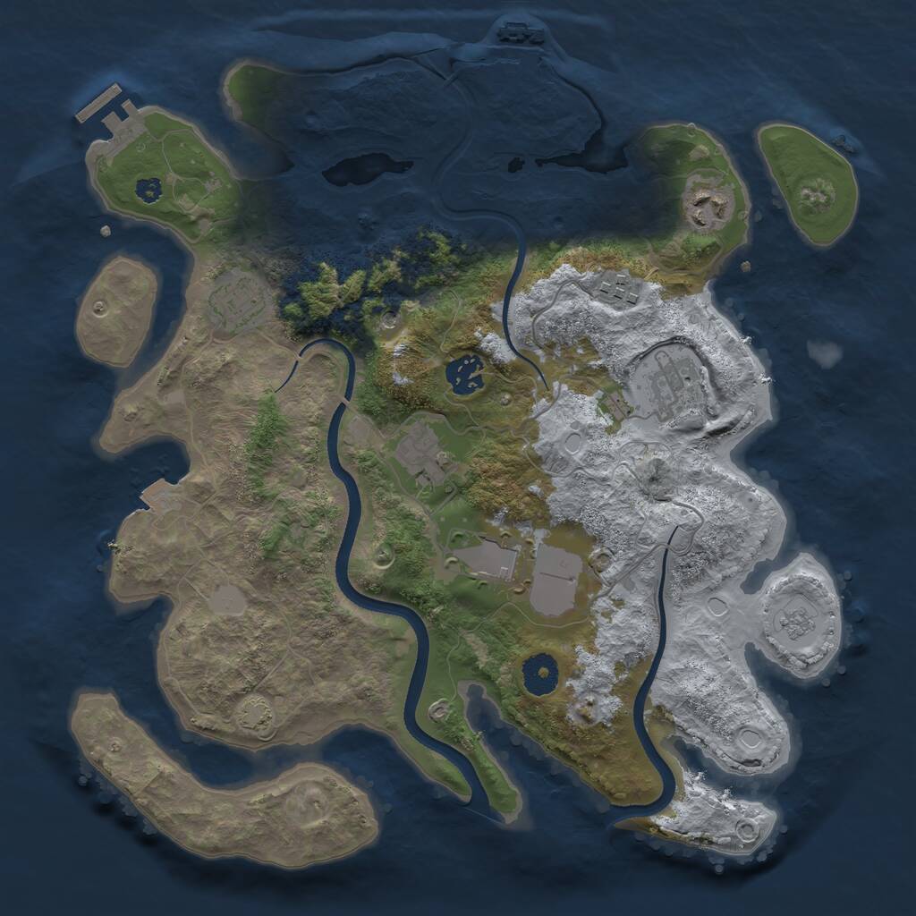Rust Map: Procedural Map, Size: 3500, Seed: 63279462, 13 Monuments